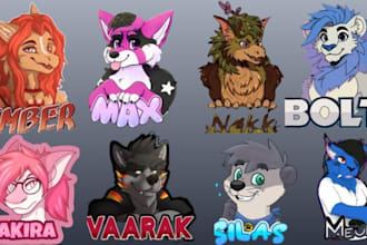 draw furry art furry ych furry badge furry stickers emote fursona headshot