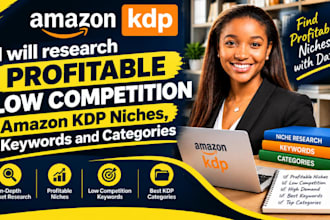 research profitable low competition amazon KDP niches, keywords and categories
