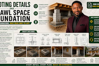 draw footing details crawl space foundation plans structural permit drawings