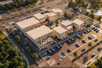 model architectural 3d aerial rendering,exterior,housing layout design,landscape