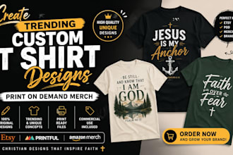 create trending custom t shirt designs print on demand merch christian etsy pod