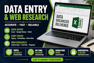 excel data entry,copy past, and web reasearch professionally
