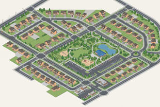 draw 2d isometric map illustration flat design custom vector map site plan
