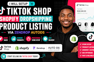 setup tiktok shop shopify dropshipping product listing via zendrop autods