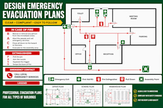 design an emergency fire evacuation map for your airbnb hotel business
