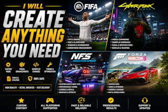 create anything you need for FIFA, cyberpunk 2077, nfs and forza horizon  h5