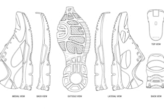 create footwear tech pack, technical flat sketches and shoe design specs