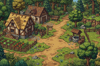 design 2d pixel art background parallax rpg map landscape tile sheet game assets