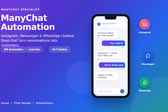 build manychat chatbot automation for instagram, facebook and tiktok