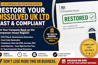 restore your dissolved UK ltd company and file rt01 fast