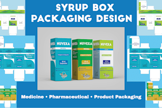 create a unique syrup box packaging design for medicine and pharmaceutica