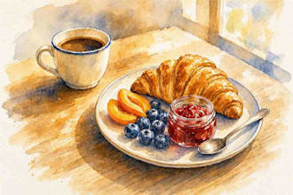 draw watercolor food illustration
