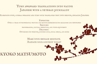 editing and proofreading your text into natural japanese