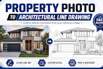 turn property photos into custom architectural line drawings