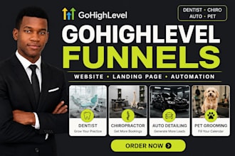 build gohighlevel dentist chiropractor pet auto detailing ghl funnel, website