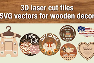 design 3d laser cut files and svg vectors for wooden decor