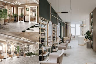 design medical spa, wellness center, beauty salon, salon interior and 3d spa