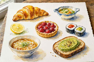 create amazing watercolor food illustrations