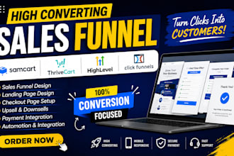 set up high converting samcart and gohighlevel sales funnels, samcart courses