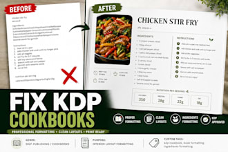 fix and format your KDP cookbook layout or ingredients formatting