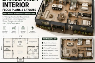 create functional barndominium interior floor plans and layouts
