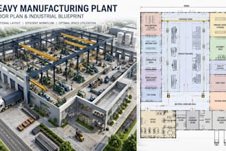 design heavy manufacturing plant floor plans industrial blueprint cad