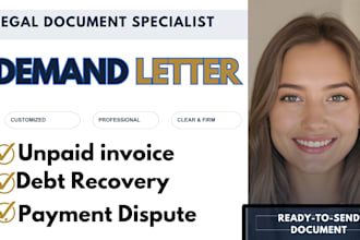 draft a demand letter for unpaid invoice, debt recovery or payment dispute