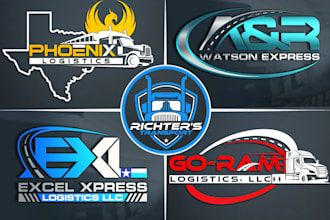 design automotive, logistics, transport, cargo, trucking, and towing logo
