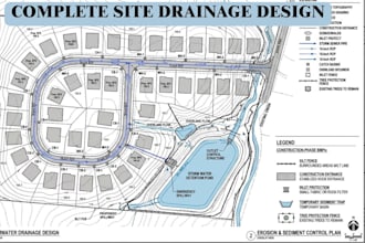 design stormwater drainage, drainage plan, grading plan, erosion control plan