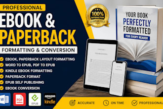 ebook, paperback layout formatting, word to epub, pdf to epub kindle ebook