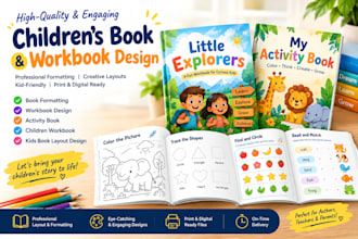 design childrens workbook activity book formatting and kids book layout design