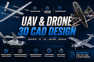 design custom uav drone quadcopter vtol fpv aircraft 3d cad modeling solutions