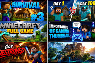 design trending and clickbait minecraft thumbnails for your channel