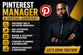 be your pinterest seo marketing manager virtual assistant pin ads VA for growth