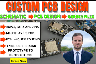 esp32, stm32, nrf or atmel pcb,circuit schematic design,pcb routing,iot hardware