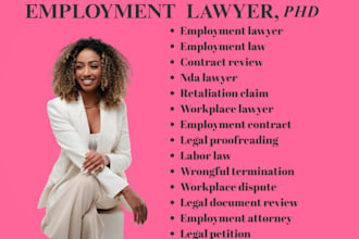 proofread,review contracts, nda,petitions,retaliation claim as employment lawyer