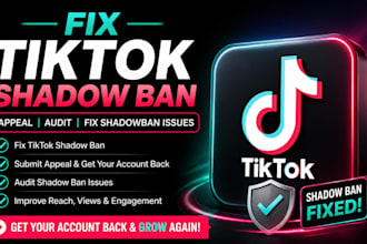 fix tiktok shadon ban,tiktok appeal,audit shadon ban issues,fix shadowban issues