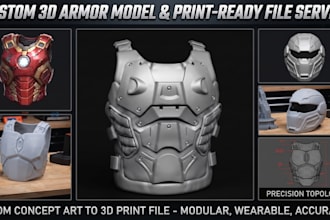 create 3d cosplay armor model, cosplay armor helmet, cosplay armor prop stl
