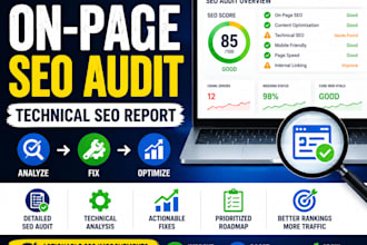 do a on page website SEO audit report, actionable fixes, technical audit