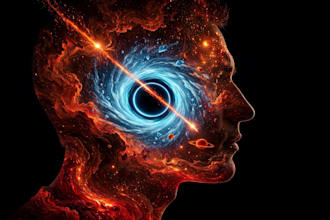 create stunning cosmic surreal double exposure ai art