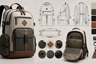 create a professional bag tech pack, handbag tech pack and backpack tech packs