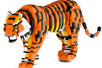 create 3d lego design, lego pet moc, animal model, minifigure with instruction