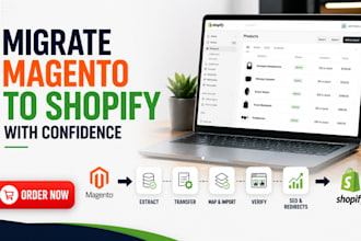 migrate magento to shopify smoothly with products data,SEO and support