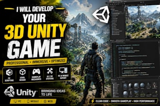 create a 3d unity game with gameplay, mechanics and level