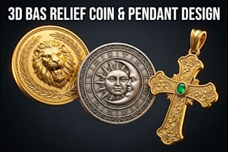 sculpt custom 3d bas relief coin medallion pendant logo engraving cnc stl model
