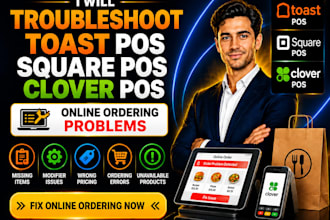 troubleshoot toast square clover pos online ordering problem