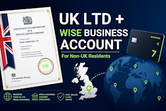 register UK ltd and open wise, monzo business account for non residents