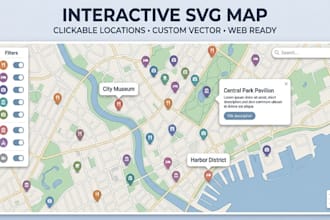 design interactive svg map ciickable web map custom vector map digital map