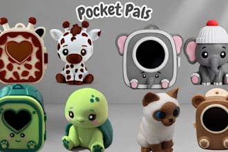 design custom 3d pocket pals, animal bag charm, fidget toy for 3d printing