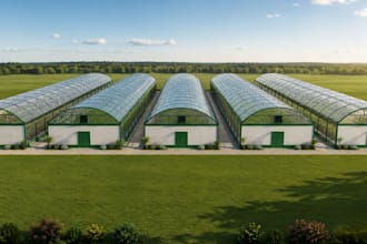 design 3d green house, glass house design, hothouse, indoor farming design